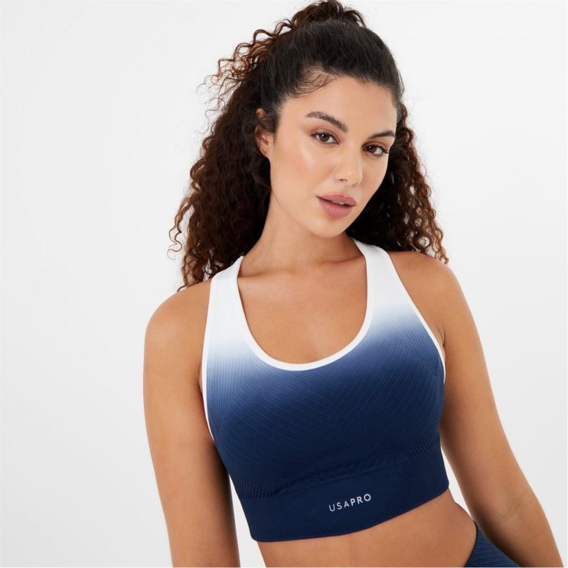 USA Pro Seamless Ombre Sports Bra Navy/White