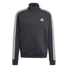 adidas 3 Stripe Zip Top Mens Black/White