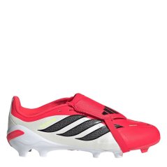 adidas Predator Fold-Over Tongue League Firm Ground Football Boots Childrens Red/Blk/White