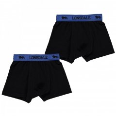 Lonsdale 2 Pack Boxer Shorts Junior Boys Black/Brt Blue