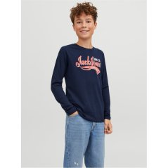 Jack and Jones Long Sleeve Logo T-Shirt Junior Boys Navy Blazer