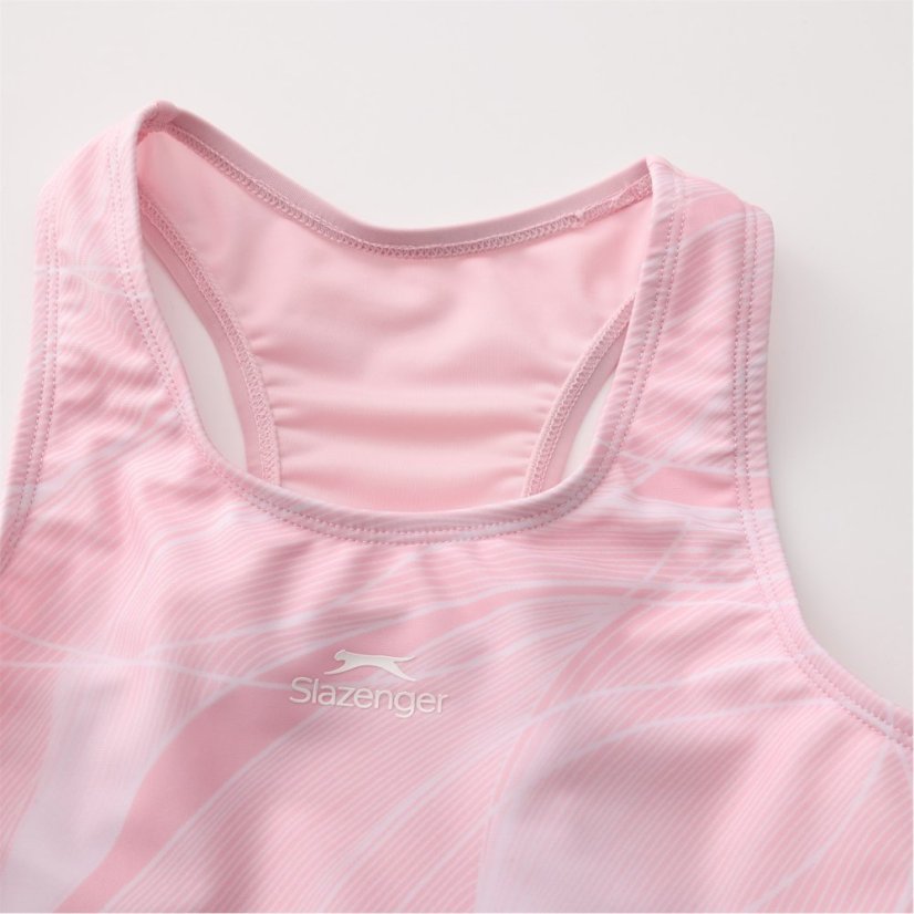Slazenger LYCRA® XTRA LIFE™ Boyleg Swimming Suit Junior Girls Pink/White