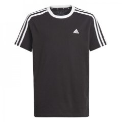 adidas Essentials 3 Stripe T-Shirt Junior Girls Black/White