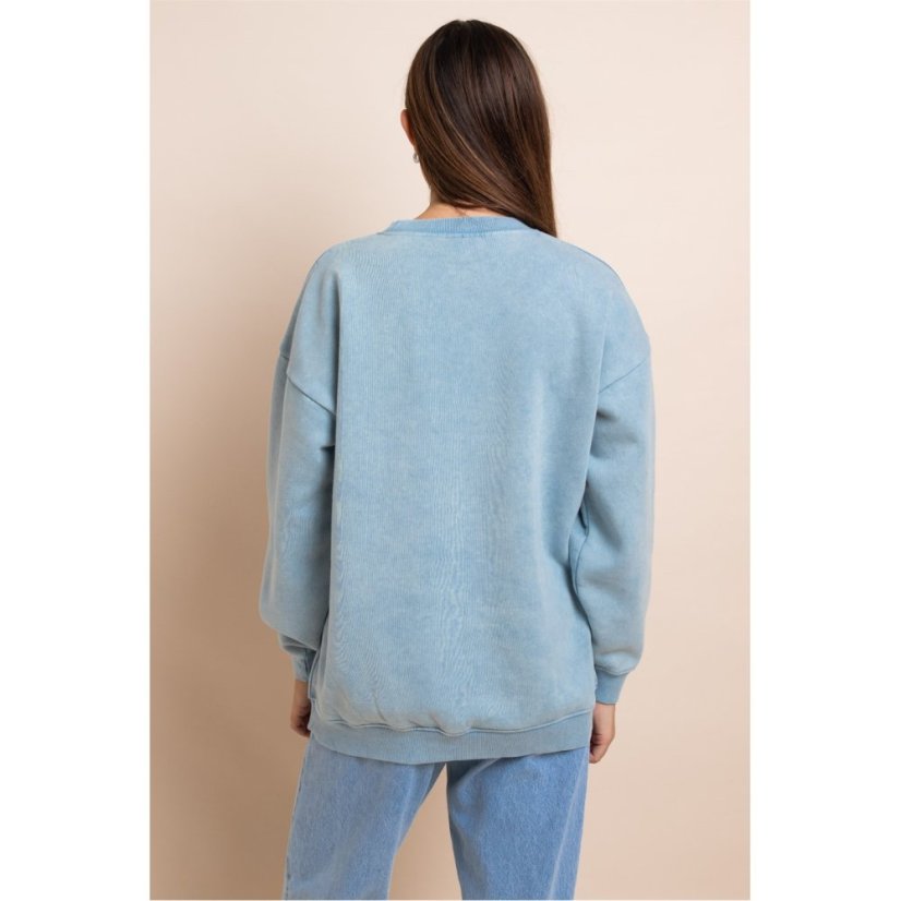 Daisy Street Daisy Embr Sweat Ld43 Washed Blue