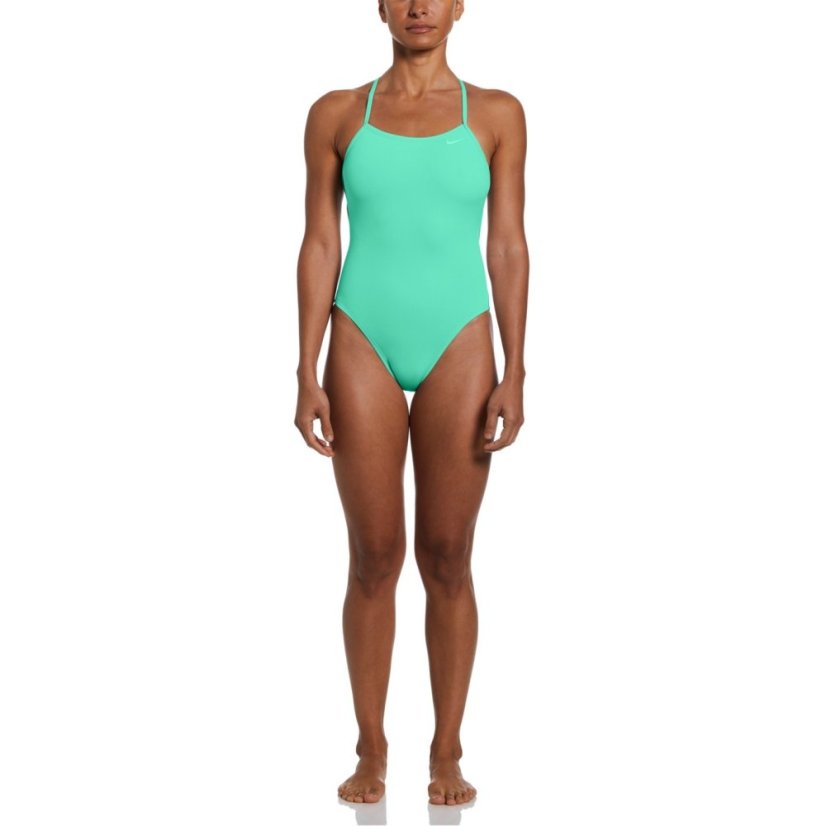 Nike Swim HydraStrong Lace-Up Tie-Back One-Piece Swimsuit Green Shock