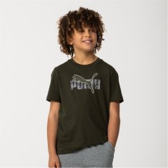 Puma Kids' Essentials Graphic Regular Fit T-Shirt Olive Camo
