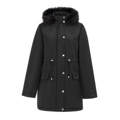 Miso Women's Full Zip Hooded Long Sleeve 2 Pockets Parka Black