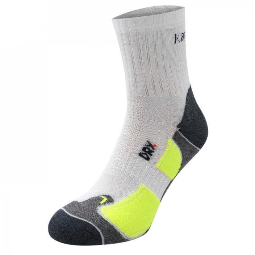 Karrimor Dri Skin 2 Pack Running Socks Mens White/Fluo