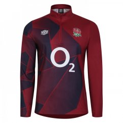 Umbro England Rugby Warm Up Mid Layer Top 2023 2024 Adults Red/Navy