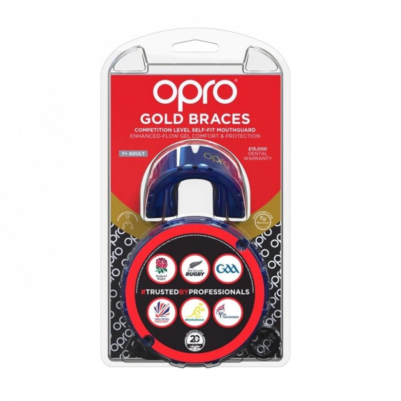 Opro Self-Fit Gold Level Mouth Guard For Braces Adults Dk Blue/Pearl
