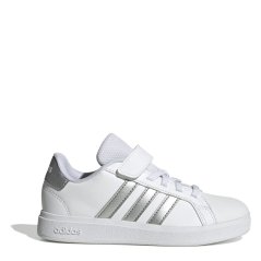 adidas Grand Court 2.0 Trainers Juniors White/Silver