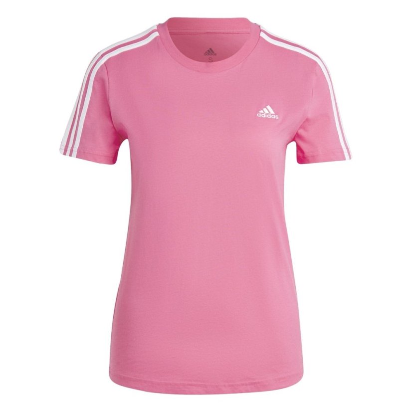 adidas Loungewear Essentials Slim 3-Stripes T-Shirt Women Womens Magenta/Wht