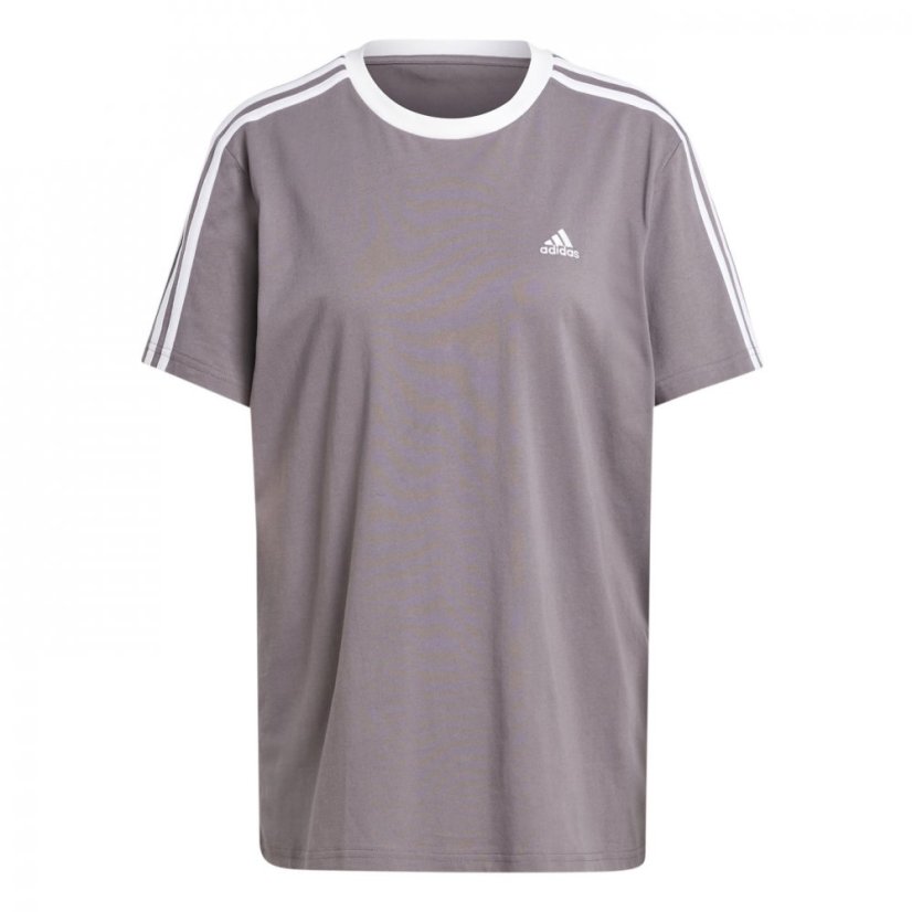 adidas 3 Stripe T-Shirt Charcoal - Veľkosť: S (8-10)