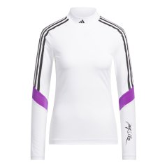 adidas Women's Mock Long Sleeve Performance Polo Shirt White