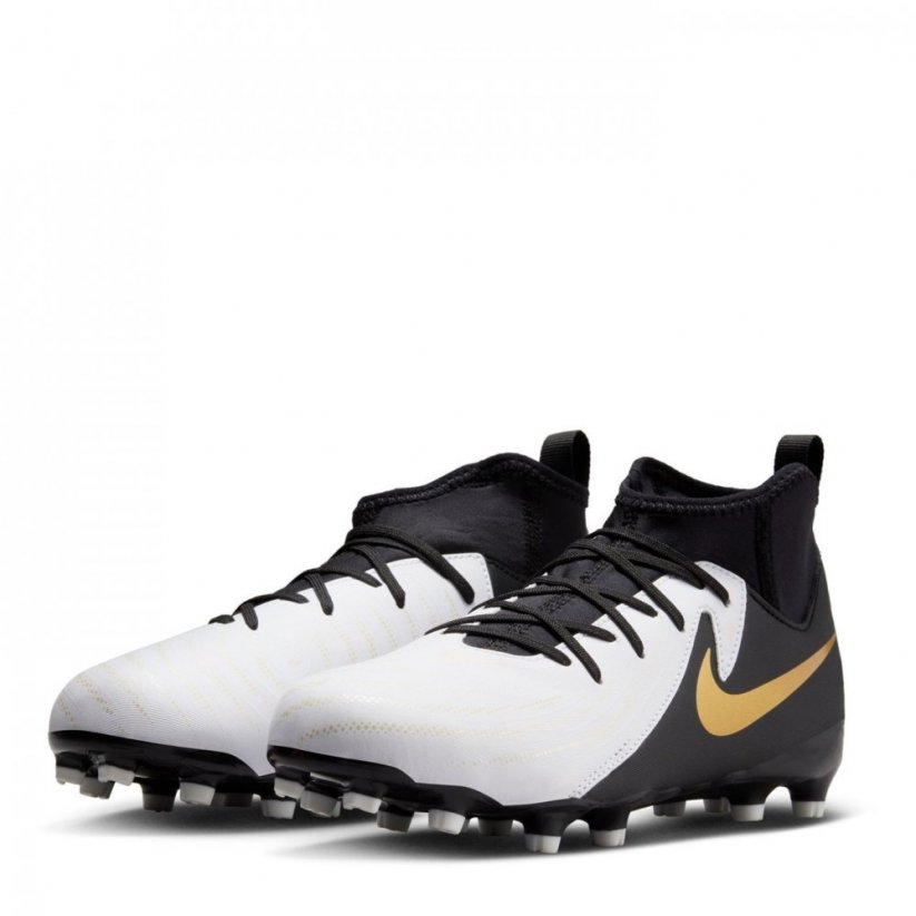Nike Phantom Luna II Academy Junior Firm Ground Football Boots White/Blk/Gold