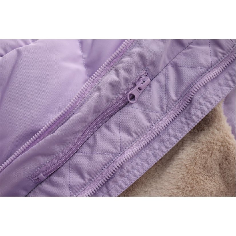 SoulCal Kids' 2 Zip Bubble Hooded Long Sleeve Short Puffer Jacket Purple