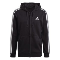 adidas Essentials 3-Stripes Full-Zip Hoodie Black