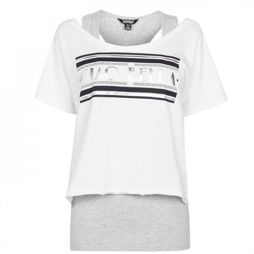Golddigga Double Layer dámske tričko White/Grey M