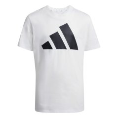 adidas Logo T Shirt Junior Wht/Blk BOS