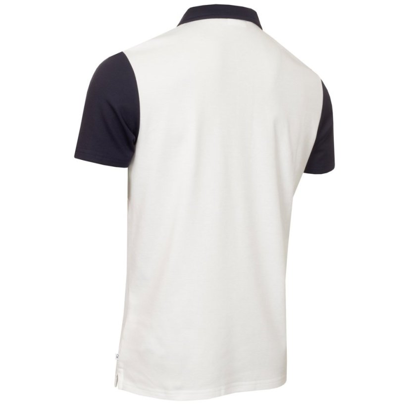 Calvin Klein Golf Men's Jc Block Short Sleeve Performance Polo Shirt Wht-Nvy