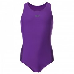 Slazenger Splice Racer Back Swimsuit Junior Girls Purple