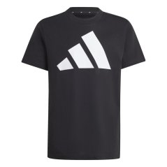adidas Logo T Shirt Junior Blk/Wht BOS