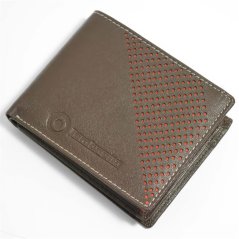 Lambretta Men's Punched Leather Billfold Wallet Dark Brown