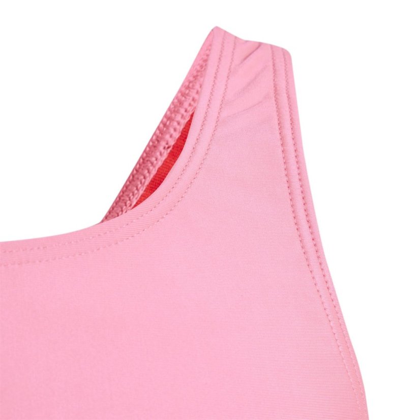 adidas 3 bar Swim Suit Junior Pink/White