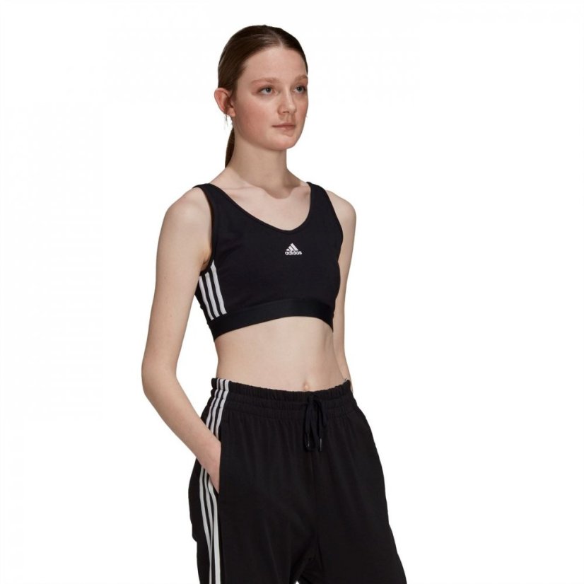 adidas 3-Stripes Crop Top With Removable Pads Black/White