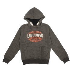 Lee Cooper Textured All Over Pattern Over The Head Hoody Junior Boys Charcoal