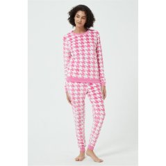 Linea Velour Houndstooth Twosie Pink/White