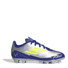 adidas F50 Club Childrens Firm Ground Football Boots Silver/Blue