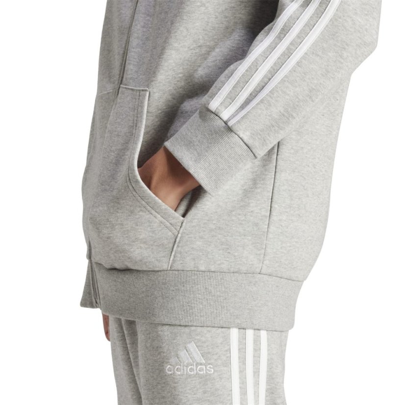 adidas 3S Fleece Tracksuit Mens Grey/Black