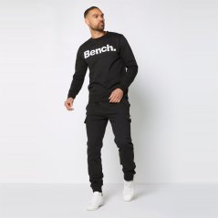 Bench Mens Crew Neck sweatshirt and cargo jogger Tracksuit BLACK