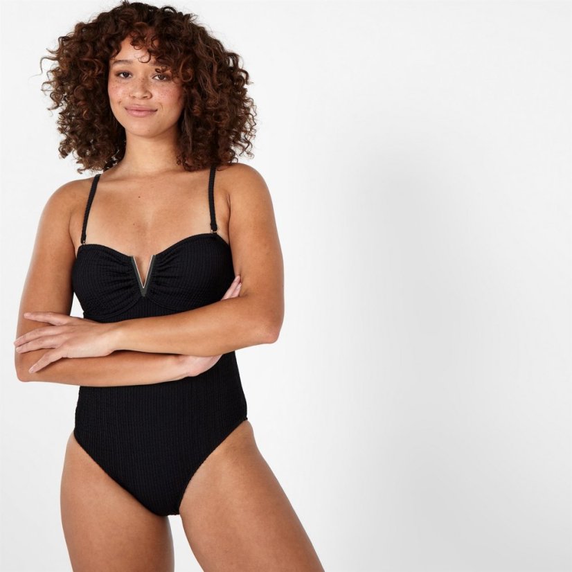 Firetrap V Neck Swimsuit Black