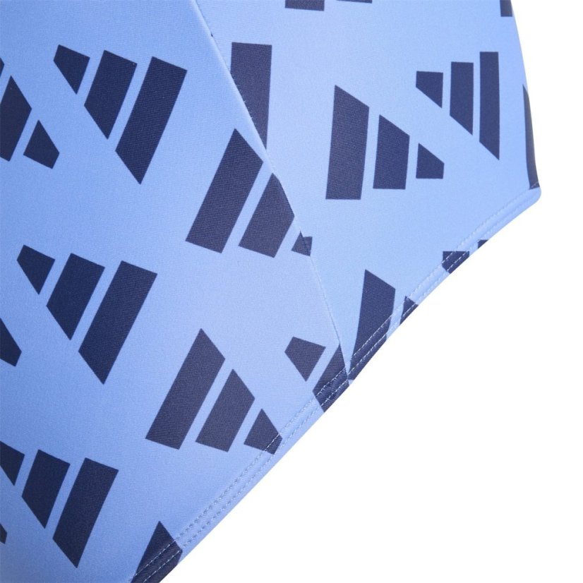 adidas Logo Graphic V-Back Swimsuit Juniors Blue
