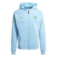 adidas Men's Seattle Sounders Hooded Long Sleeve Slim Fit Licensed Rain Anorak Semi Blue Burst