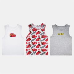 Character Kids Graphic Crew Neck 3 Pack Vests Cars