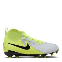 Nike Phantom Luna II Academy Firm Ground Football Boots Junior Silver/Volt