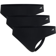 adidas Womens 3 Pack Thongs Black