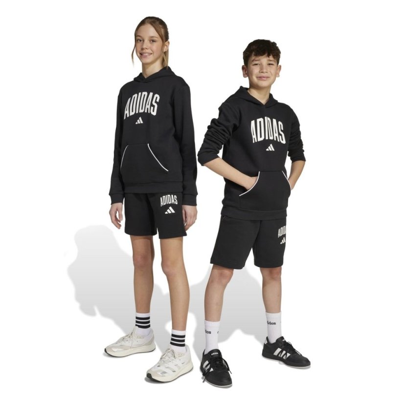 adidas Unisex Kids' Jersey Jogger Shorts Black/White