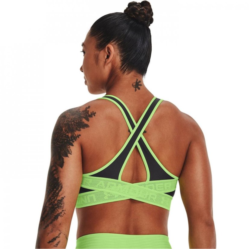 UNDER ARMOUR Under Cross Back Mid Sports Bra Womens Jet Grey