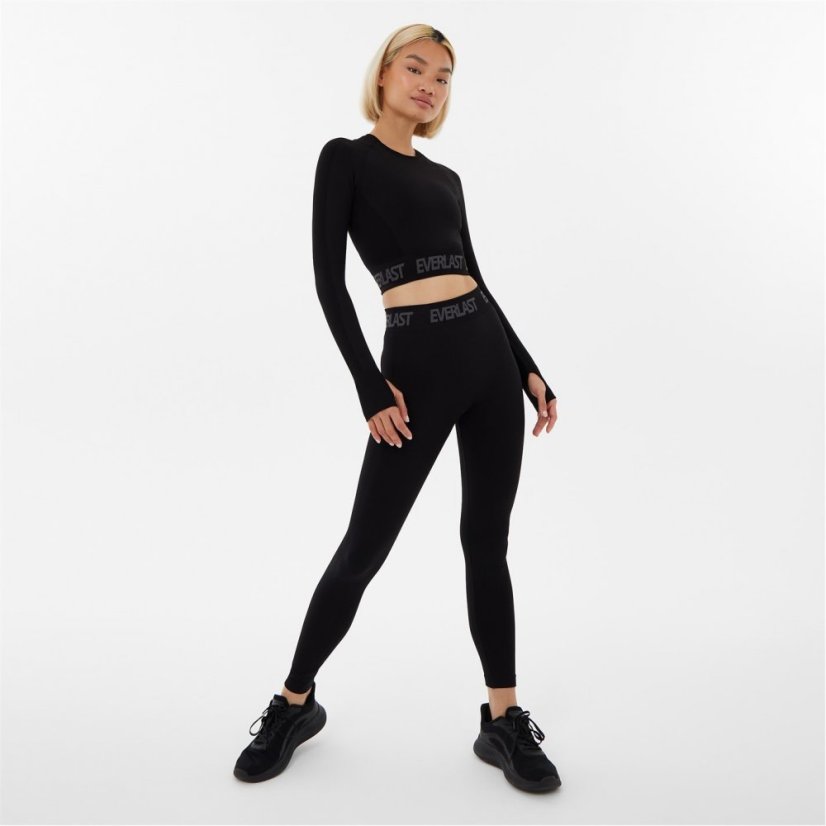 Everlast Seamless Long Sleeve Crop Top Womens Jet Black