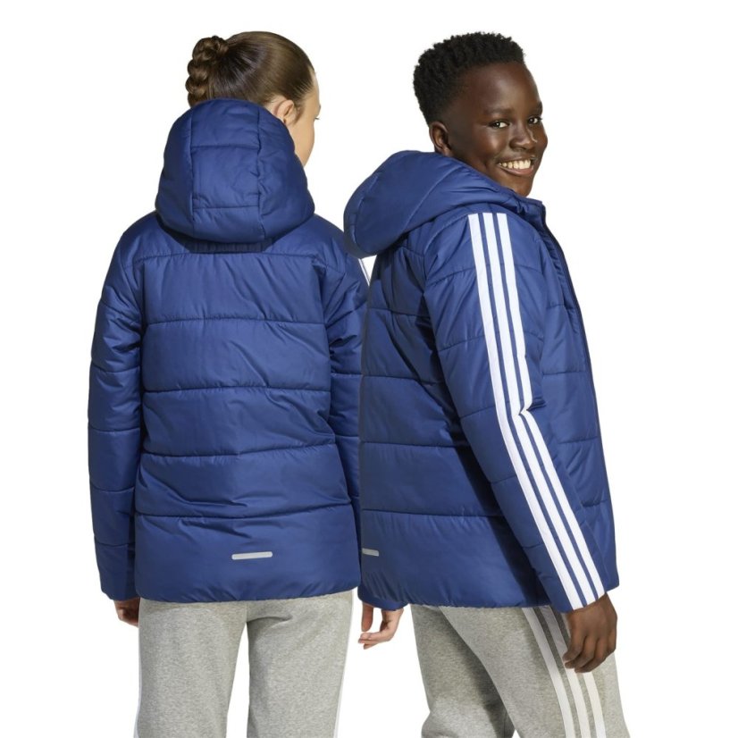 adidas Unisex Kids Essentials 3S Hooded Long Sleeve Puffer Jacket Dark Blue
