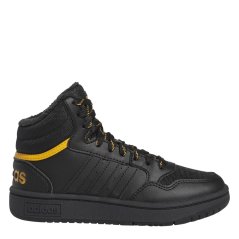 adidas Hoops Mid- High Tops Junior Boys Black/Solr Ylow