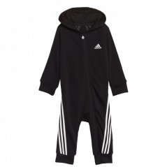 adidas 3 Stripe Fleece Romper Unisex Babies Black/White