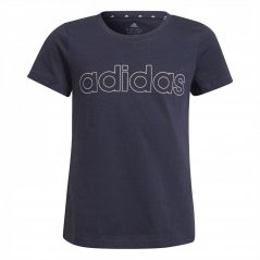 adidas Girls Essentials Linear T-Shirt Nvy/Wht Linear