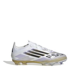 adidas F50 Elite Childrens Firm Ground Football Boots White/Blk/Gold