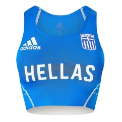 adidas Women's Adizero Crop Greece Performance Running Vest Blue