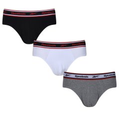 Reebok Mens 3 Pack Cotton Briefs Black/White/Grey